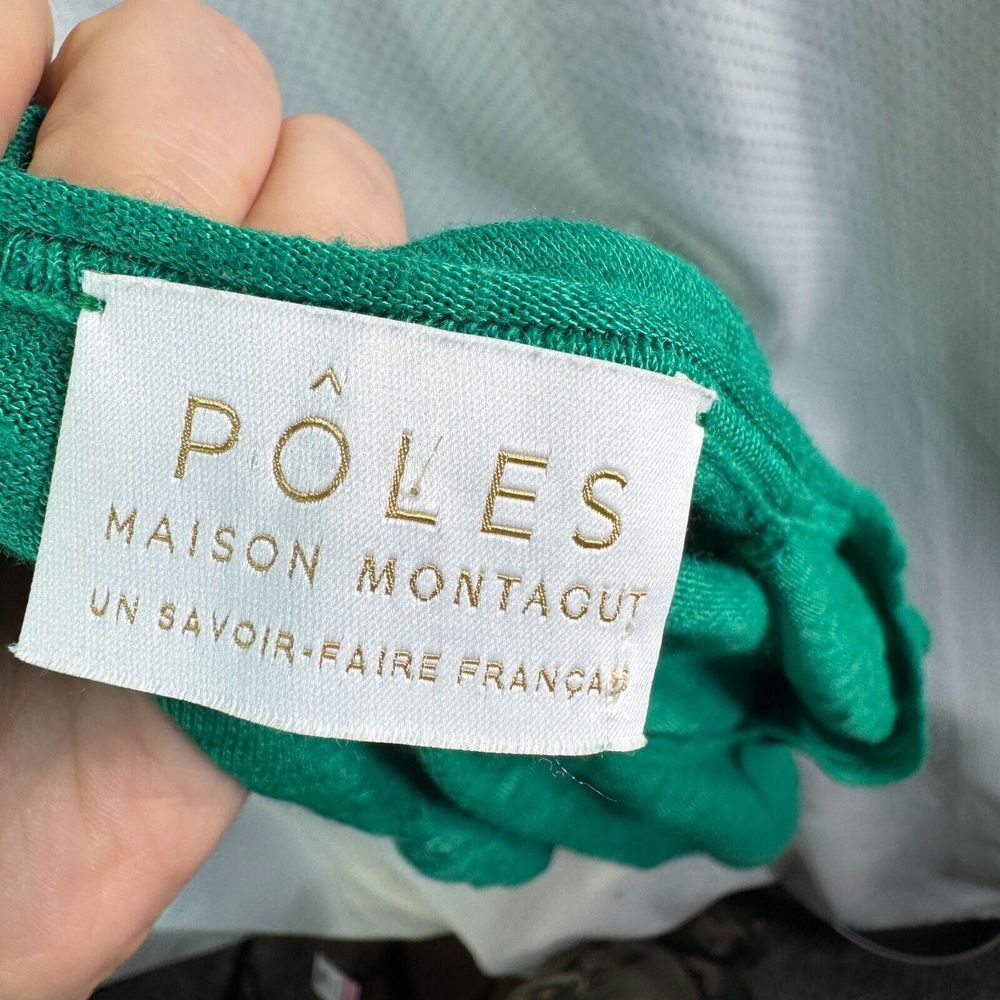 Poles Maison Montacut Womens Cute Green Soft Linen Blend Shirt Top Sz S Small - Picture 3 of 3